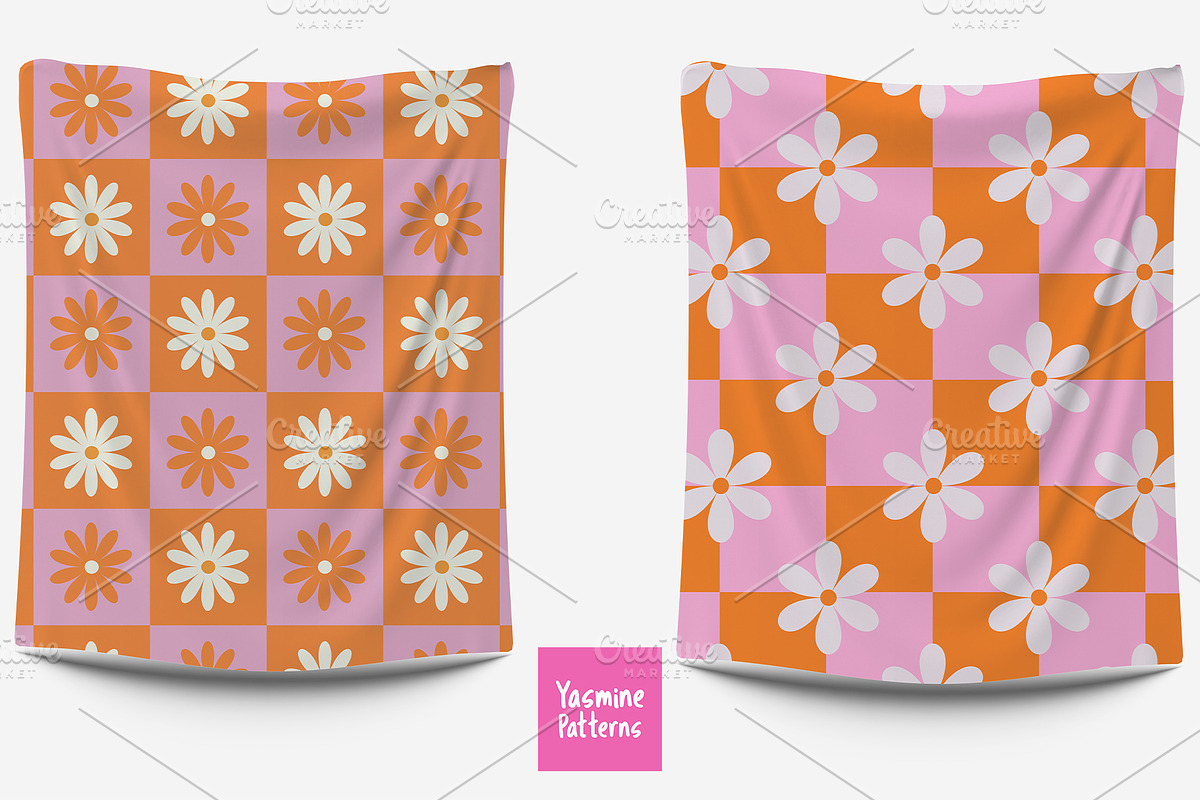 Checkered Flowers Patterns Volume 2, a Pattern Graphic by Yasmine Patterns (Photo 3 of 10)