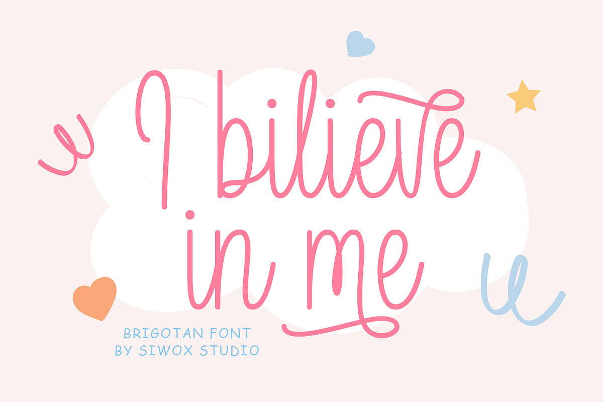 Brigotan | Cute Monoline Fonts, a Handwritten Font by Siwox Studios (Photo 2 of 7)