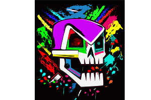 Skull head graffiti style, multicolo