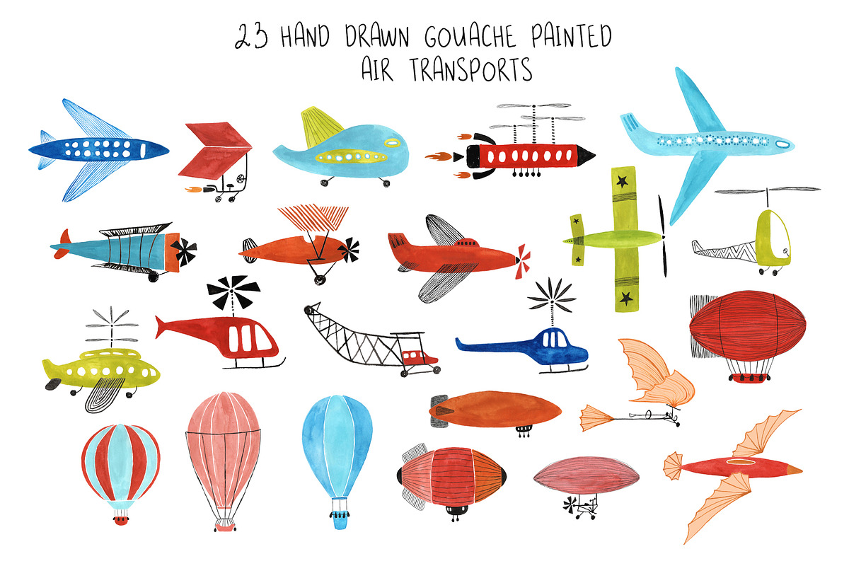 I Believe I Can Fly. Gouache Set., a Transportation Illustration by Annakniaz (Photo 2 of 11)