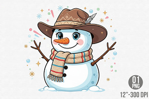 Preppy Western Snowman Brushstroke, an Illustration by Designking