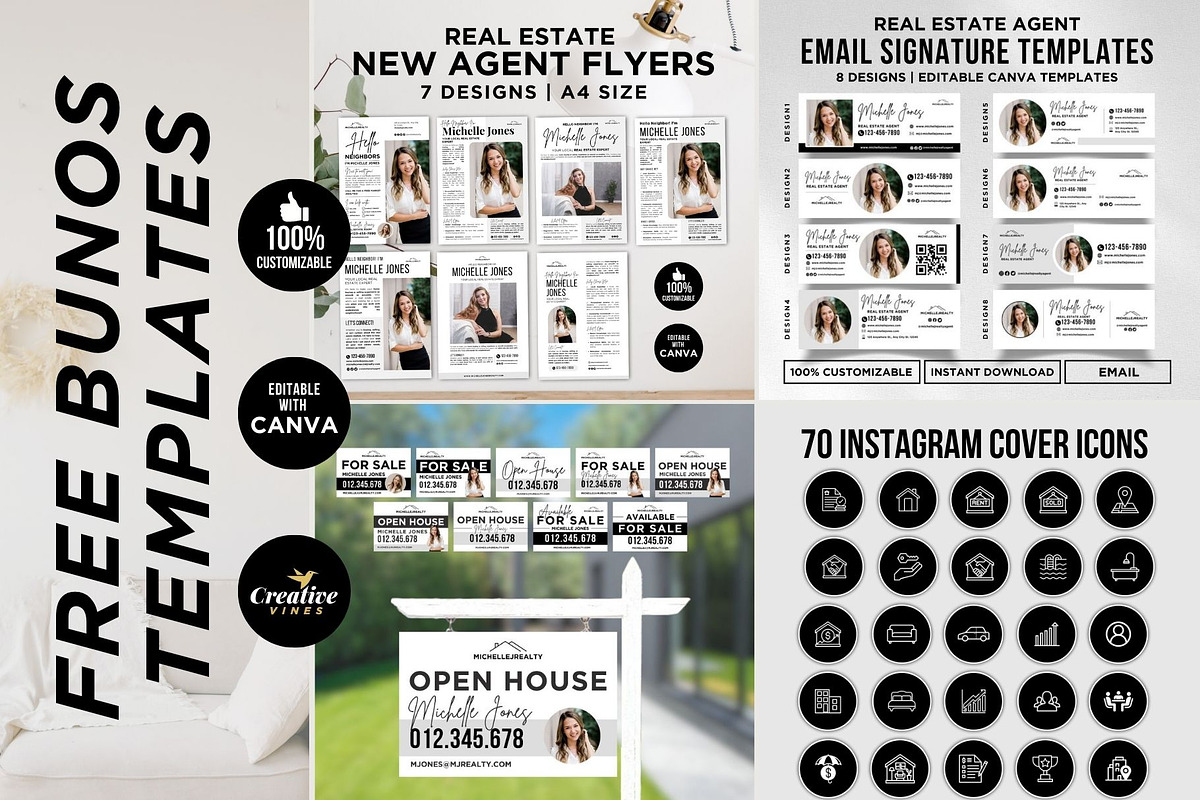 Real Estate Templates Realtor Canva, a Marketing Template by CreativeVinesStore (Photo 6 of 8)