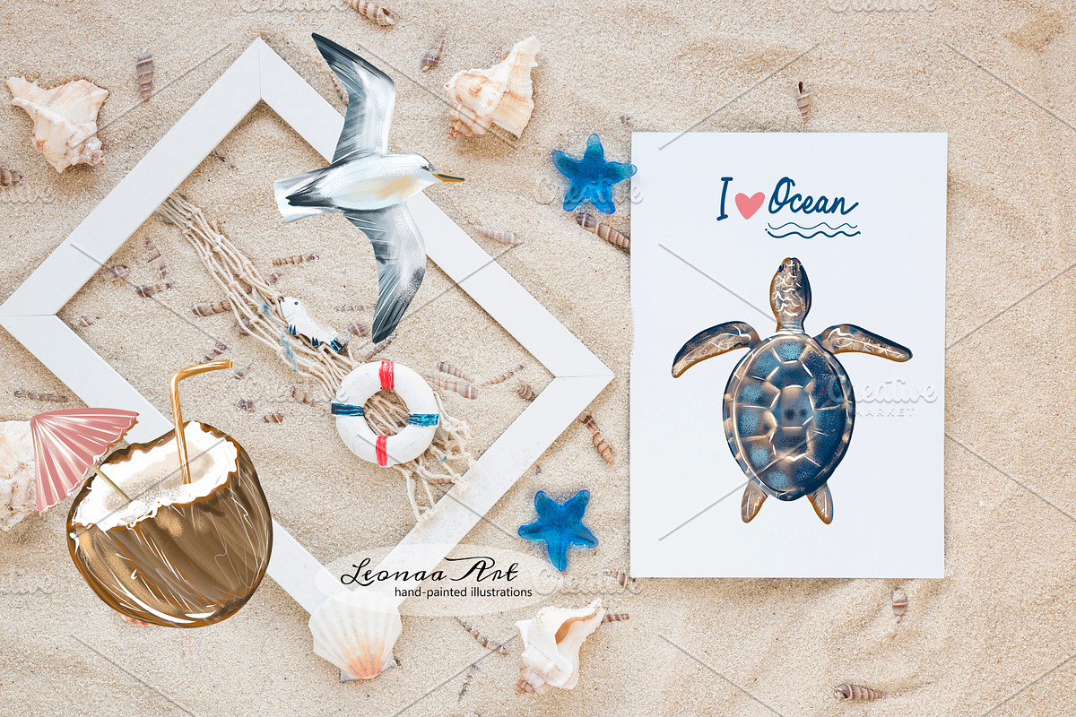 Summer beach Clipart Collection, a Seasonal Illustration by Leonaa art (Photo 5 of 8)