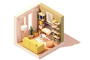 Vector isometric rooms, a Decorative Illustration by tele52 (Thumbnail 9 of 23)