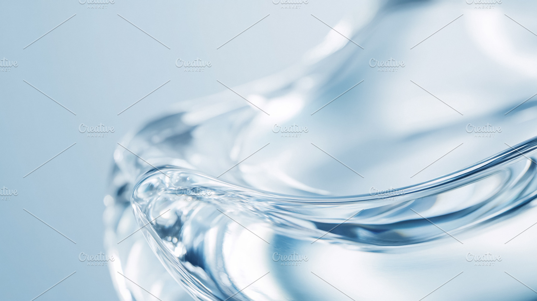 Abstract blue liquid surface creating a transparent wave and rip, a Photo by Studio ANNA