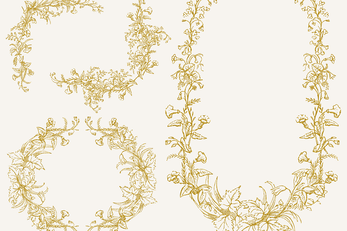 Gold Chinoiserie Floral Clipart Pack, a Decorative Illustration by Century Library (Photo 8 of 11)