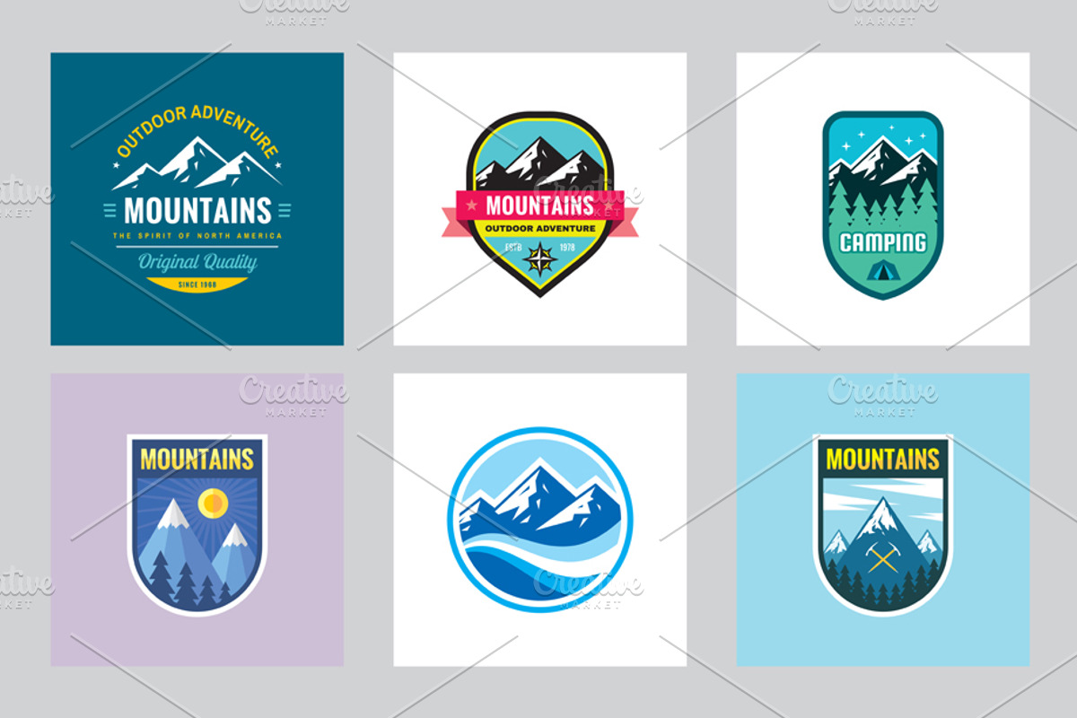 Mountains Camping - Logo Badge Set, a Branding & Logo Template by serkorkin