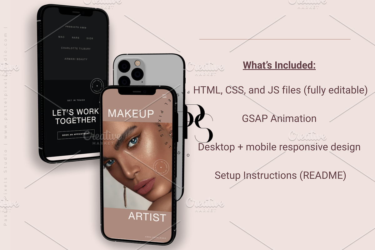 MakeUp Artist HTML Portfolio Website, a HTML Template by Pastel Pixels Studio (Photo 3 of 3)