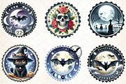 Halloween Round Stamp PNG Bundle, an Illustration by DreamCafeArt (Thumbnail 2 of 6)