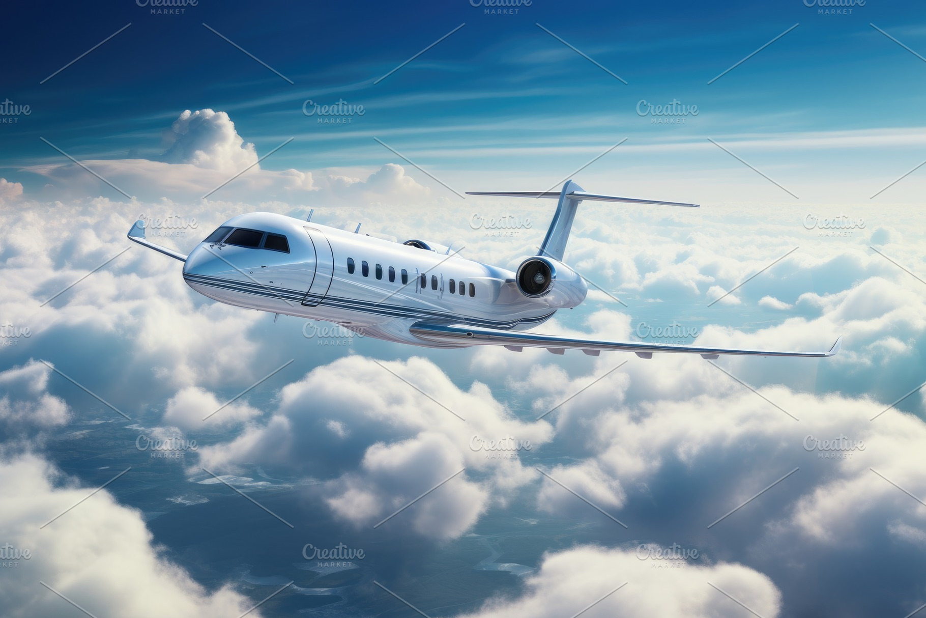 Airplane flying in the blue sky with, a Photo by Iftikhar Alam