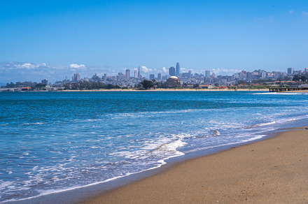 San Francisco skyline view from Golden Gate Beach, USA, a Nature Photo by GoodGoods