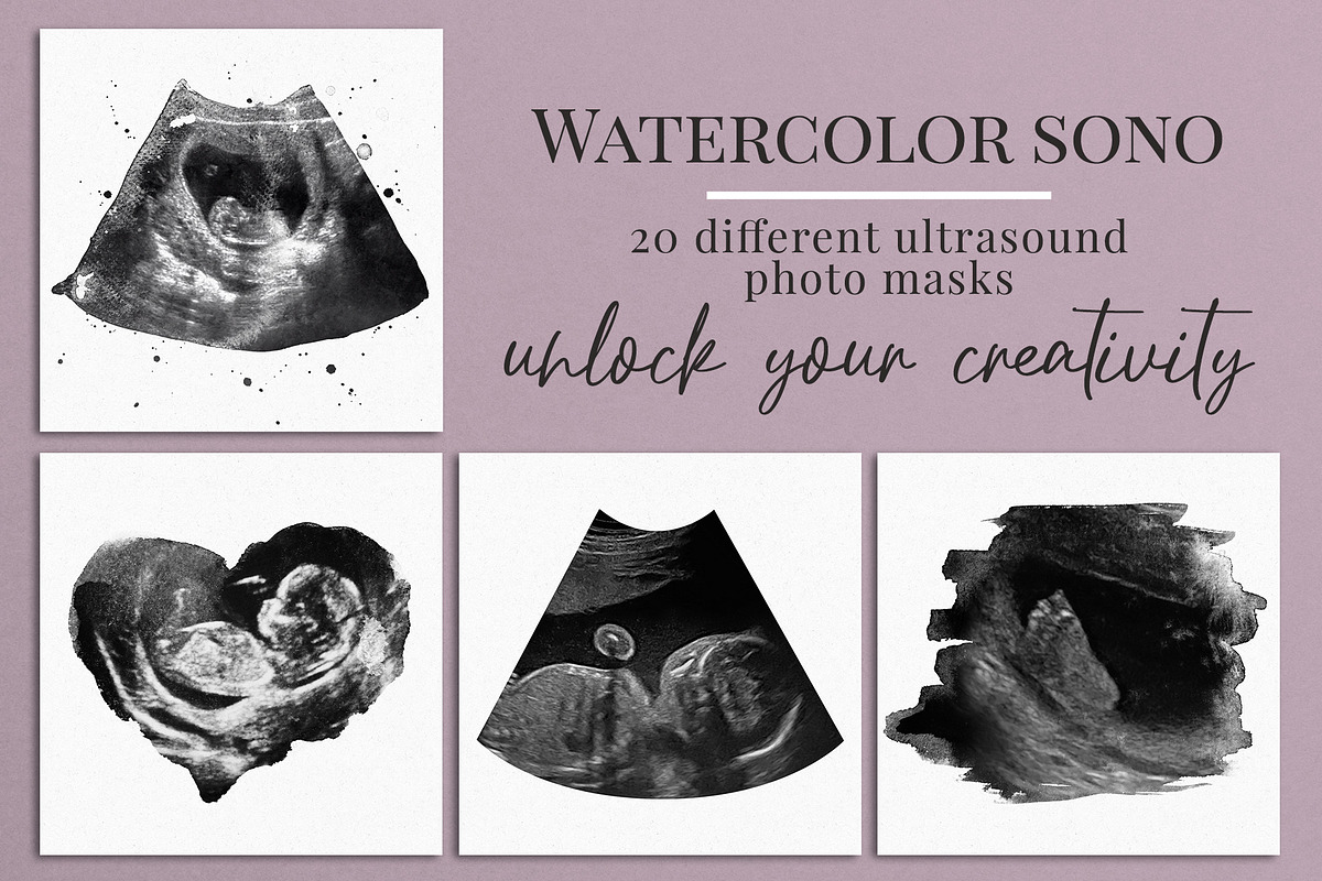 Watercolor ultrasound photomasks, a Layer Style Add-On by BrownLeopard (Photo 1 of 11)