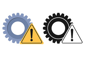 Icon with gear and triangular yellow, a Technology Illustration by Vectorbuum