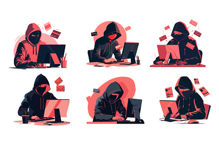Cartoon hacker stealing data. Thief, a Technology Illustration by Stock-Smart-Start