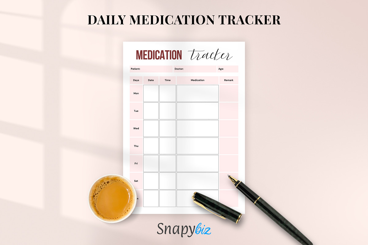 Printable Daily Medication Tracker, a Stationery Template by Snapybiz (Photo 6 of 10)