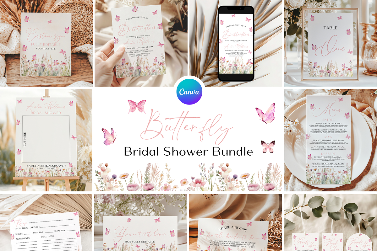 Butterflies Bridal Shower Bundle, an Invitation Template by Digital_Mind (Photo 1 of 9)