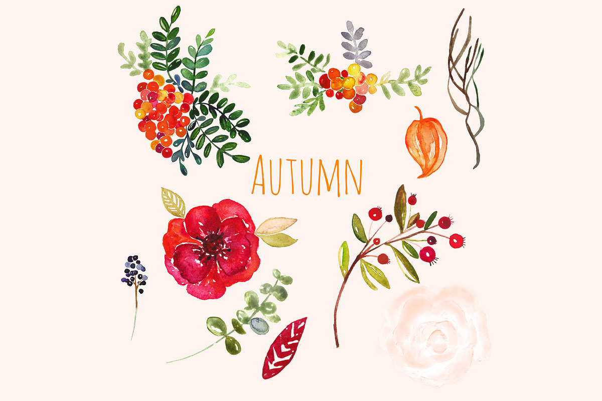 Autumn. Watercolor clip art., an Illustration by LABFcreations (Photo 3 of 4)