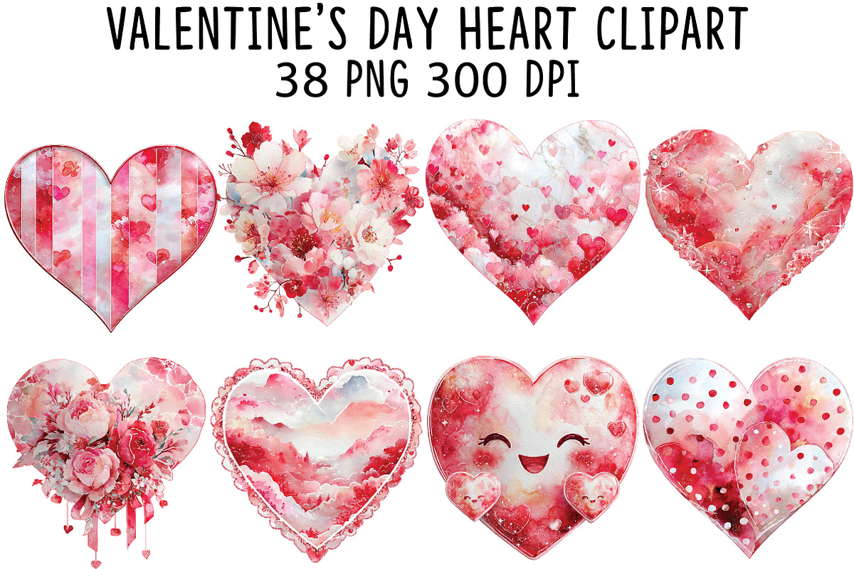 Valentine's Day Heart Clipart, an Illustration by CraftArtStudio (Photo 1 of 6)