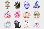 Watercolor Groovy Halloween Clipart, a Seasonal Illustration by Design Market (Thumbnail 3 of 5)