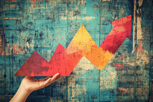Hand holding upward trending arrow g, a Photo by Pixeness Studio