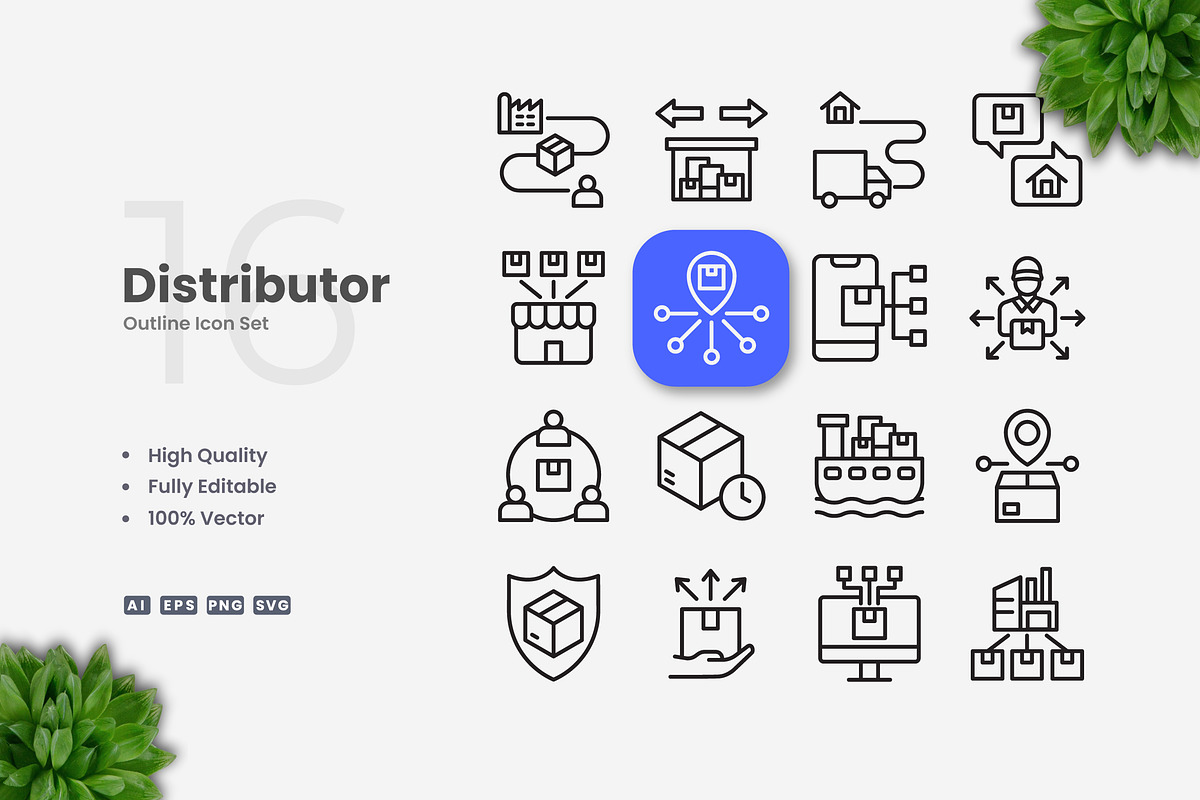 Distributor Outline Icons, an Outline Icon by Upnowgraphic