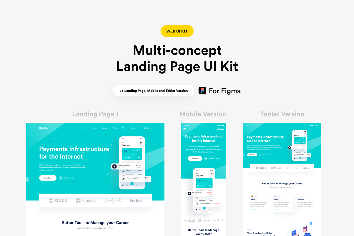 Multi-concept Landing page UI Kit, an UI Kit Template by Ofspace Digital Agency (Photo 2 of 6)