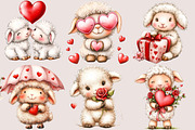 Whimsical Valentine Sheep Clipart, a Seasonal Illustration by SVGArt (Thumbnail 2 of 5)