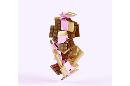 Flying mountain of sweets with, a Food & Drink 3D Model by Marozhkastudio