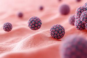 Pink and purple virus particle, an Abstract Photo by 7DesignLab
