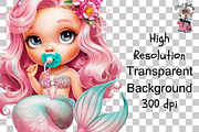 Cute Baby Mermaid PNG Bundle, a Graphic by Clipart Bloom (Thumbnail 10 of 11)