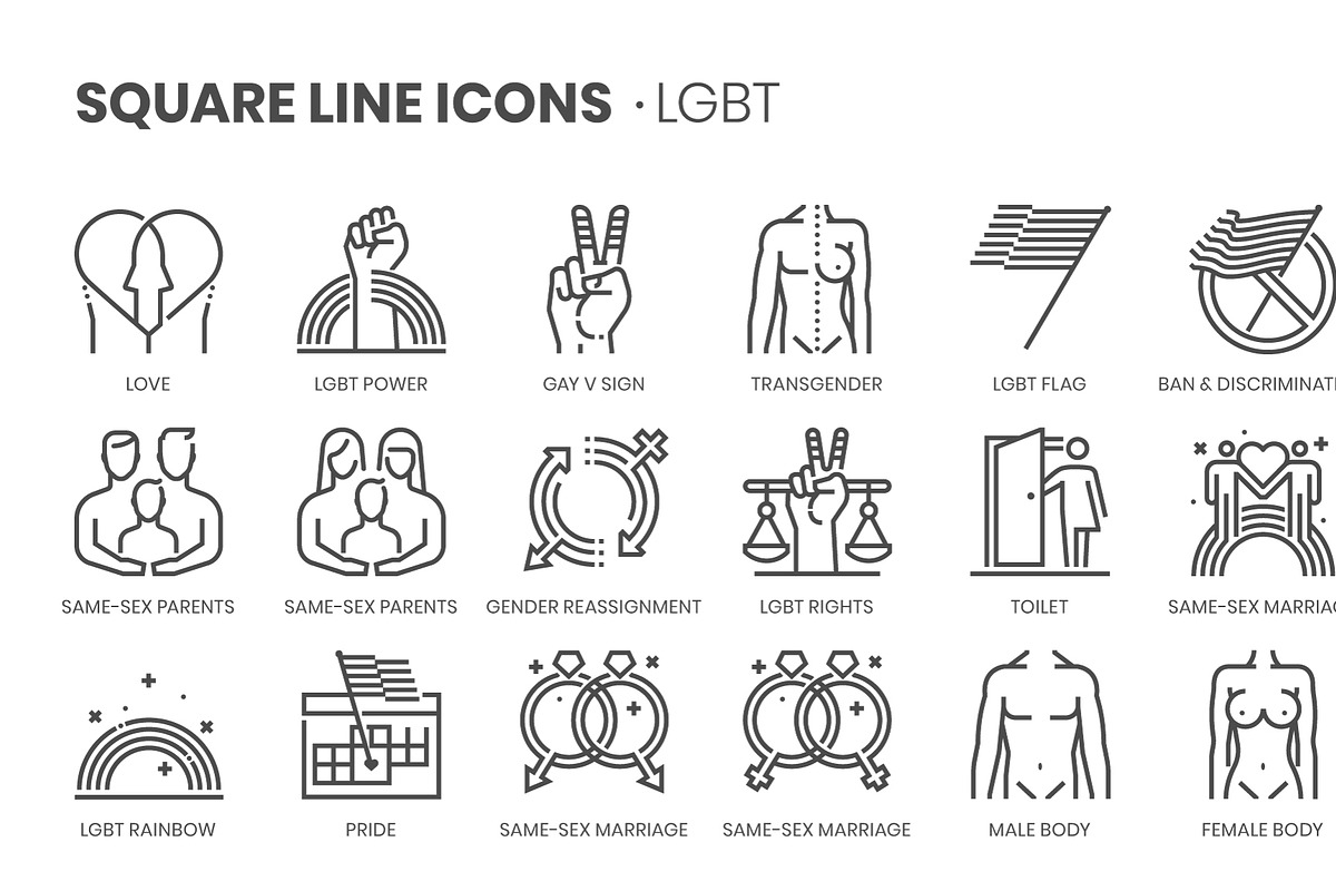 Square line icons, an Outline Icon by Howcolour (Photo 67 of 85)