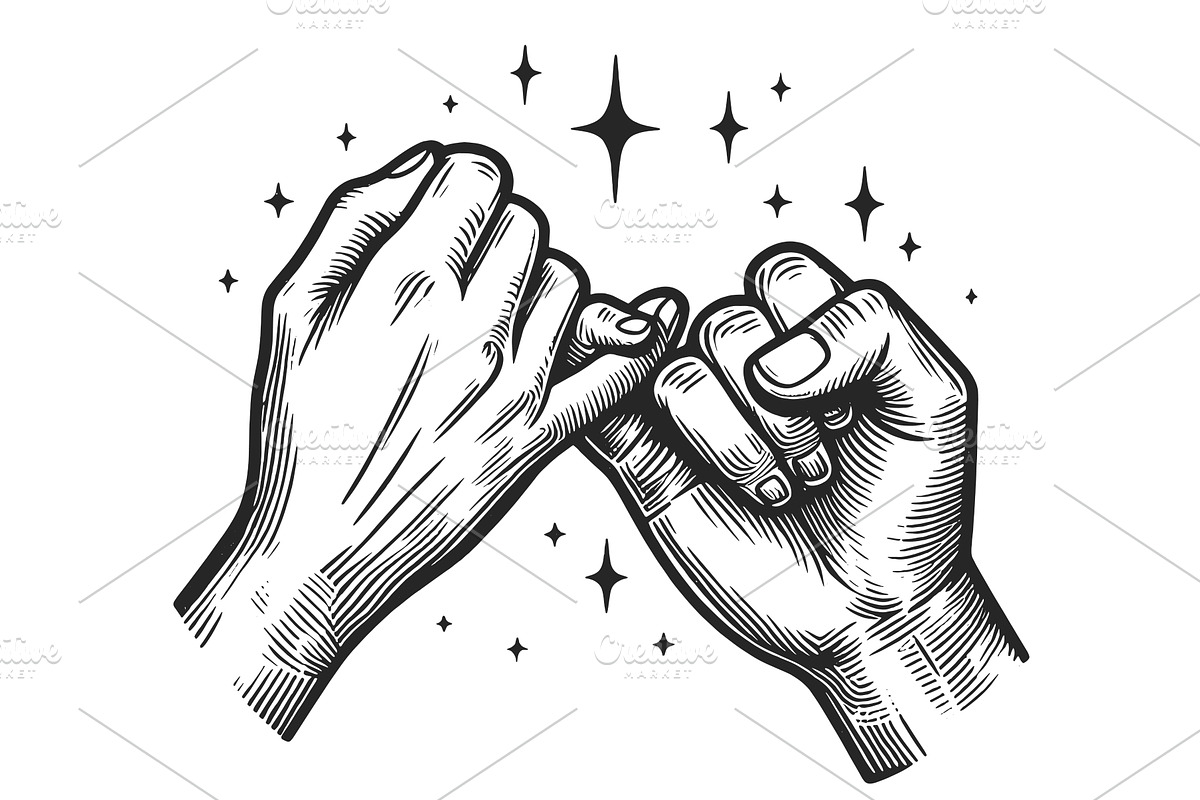Couple in love hold hands Retro Art, a Person Illustration by AlexArt