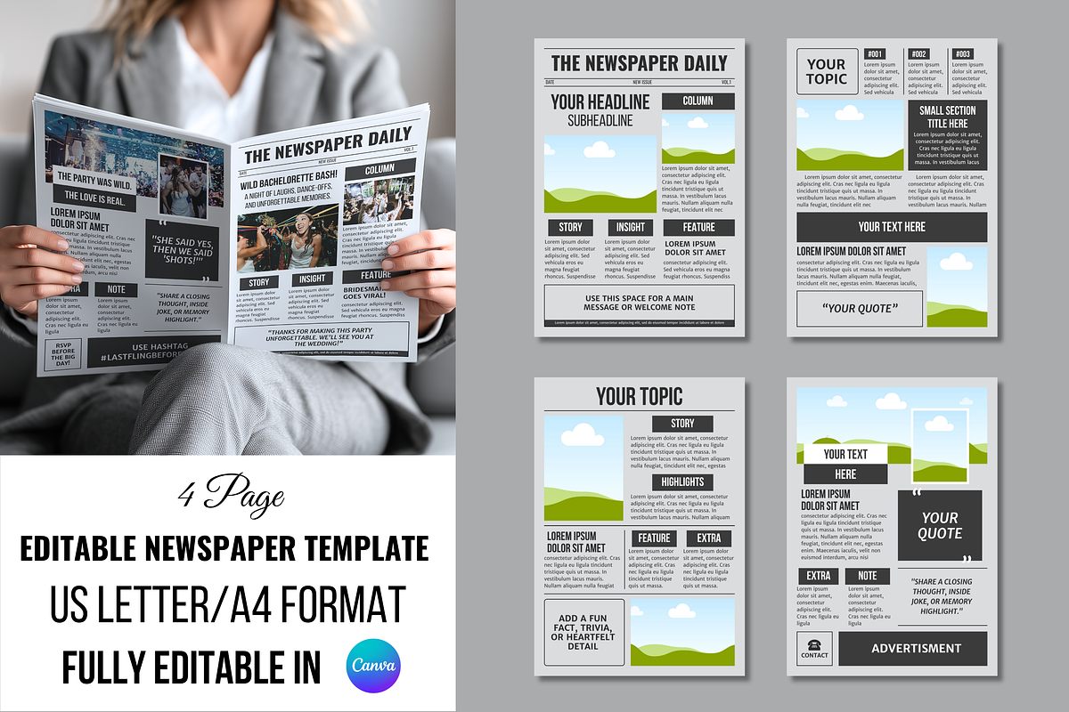 Vintage Newspaper Template, a Magazine Template by ZoloDesignHub (Photo 1 of 10)