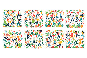 Vegan happy people patterns simple, a Sport Illustration by Stock-Smart-Start