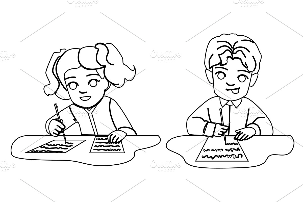 education school kids practicing, a Person Illustration by pikepicture