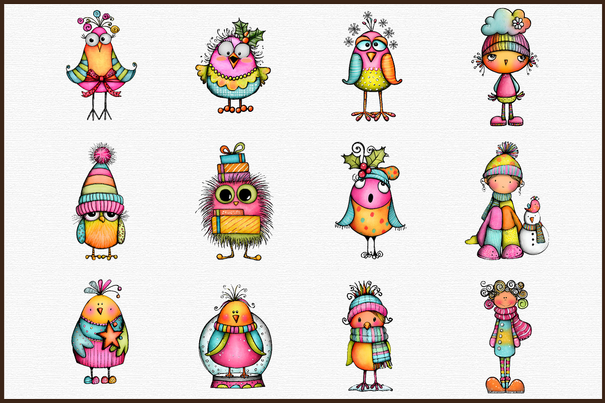 Whimsical Christmas Chick Clipart, an Illustration by Sublimation Artist (Photo 3 of 6)