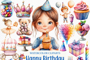 Happy Birthday Pastel Clipart, an Illustration by Craft Nest