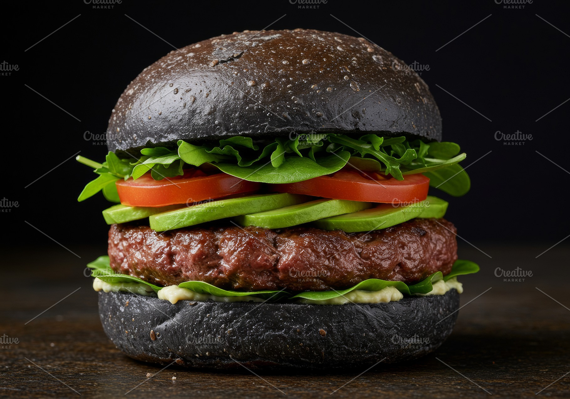 Beef burger with avocado, tomato, an, a Food & Drink Photo by professorinc