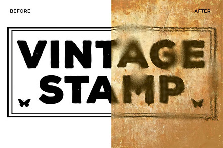 Vintage Stamp Teks & Logo Effect