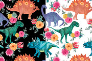 Dinosaurs and flowers, a Pattern Graphic by ramika (Thumbnail 3 of 6)