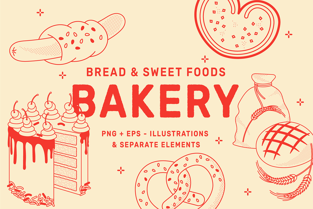 Bakery Food Vector Illustrations, a Food Illustration by TheFoodAtlas (Photo 1 of 17)