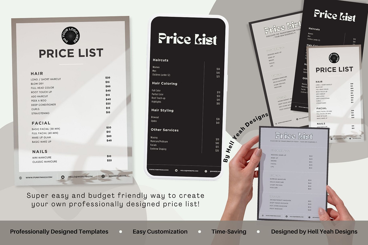 Monochrome Muse Price List Templates, a Stationery Template by Hell Yeah Designs (Photo 2 of 8)