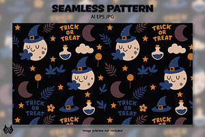 Cute Witch - Pattern Background