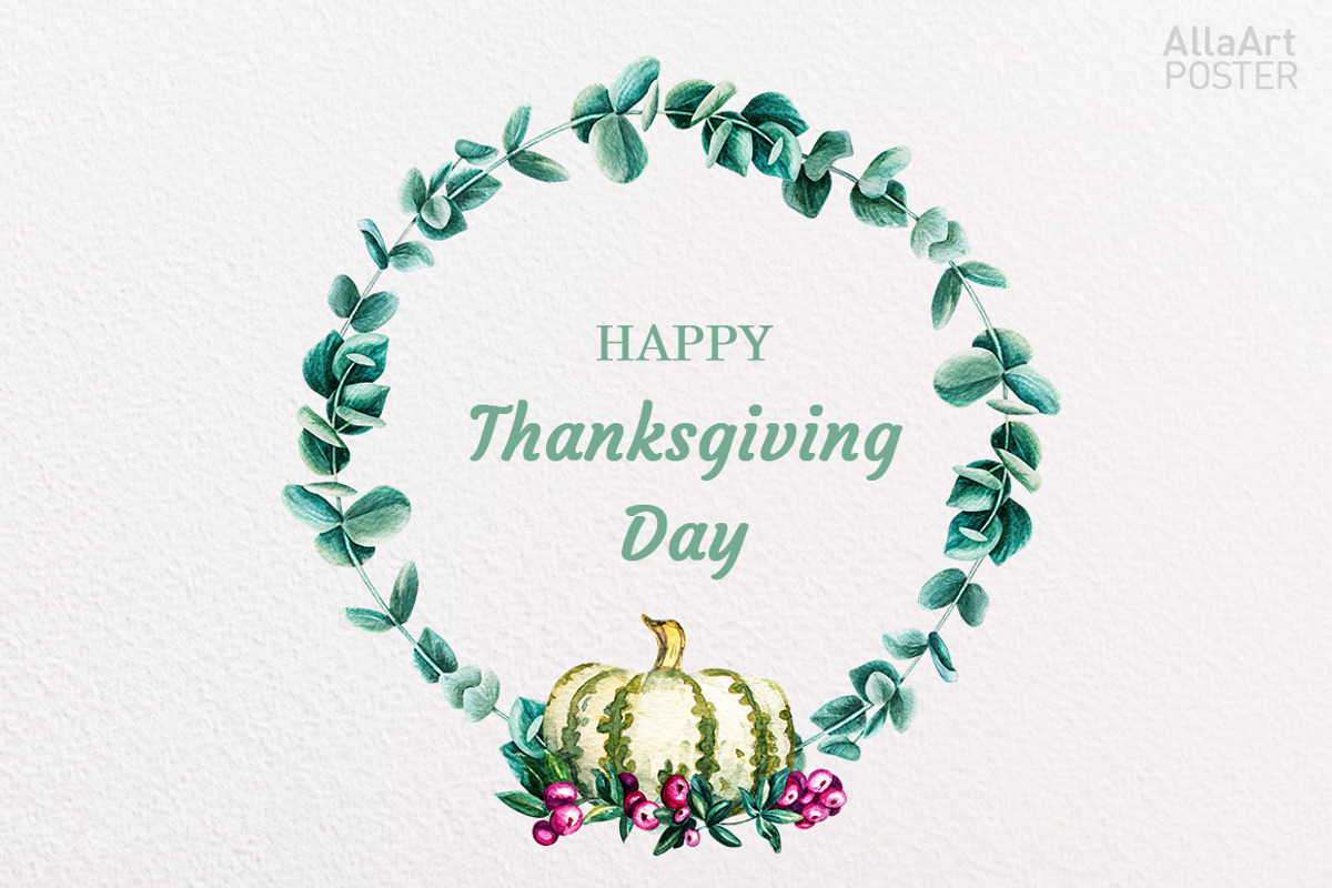 Thanksgiving clipart. Fall season, a Seasonal Illustration by Alla Art Poster (Photo 7 of 7)