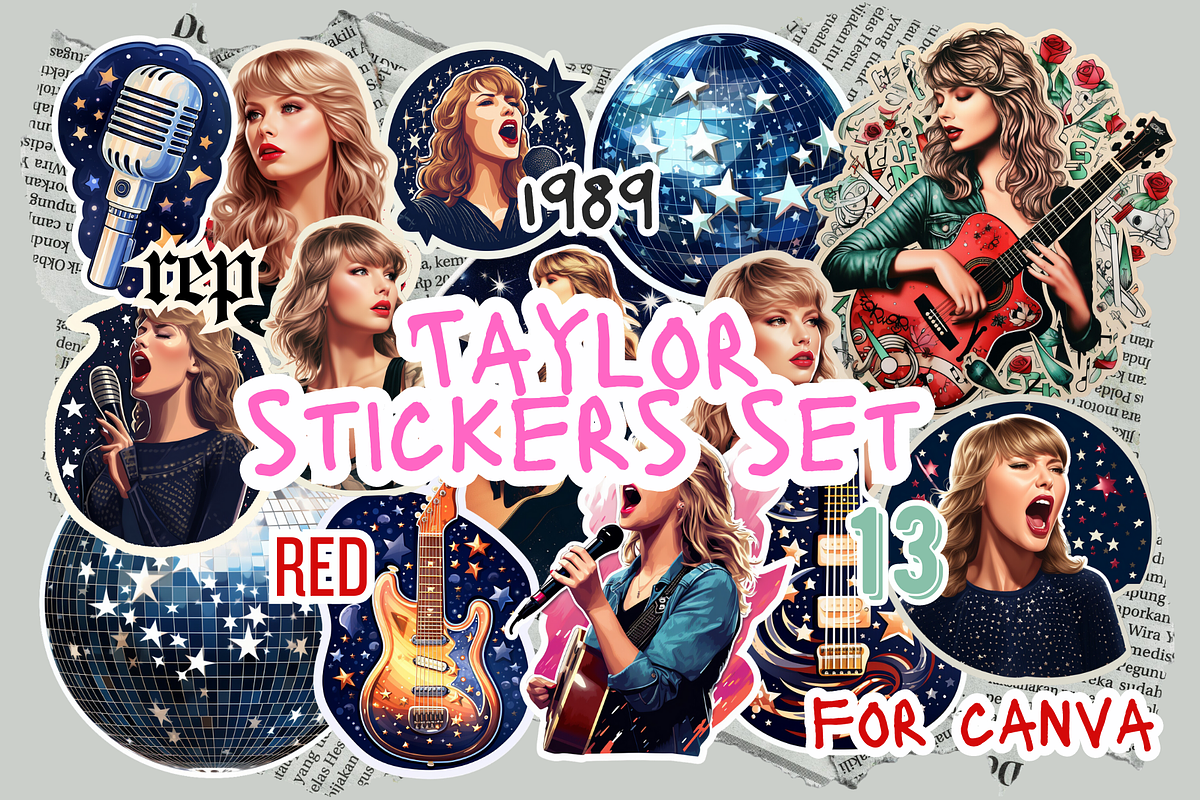Taylor Stickers for Canva, an App Template by mkStudioLab (Photo 1 of 2)