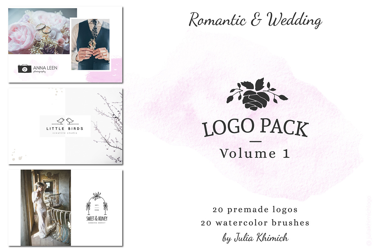 Logo Pack Vol.1. Romantic & Wedding, a Branding & Logo Template by Mint Air Studio (Photo 1 of 22)