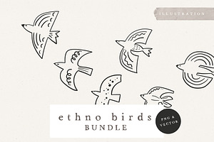 ETHNO BIRDS / Bundle Png Vector