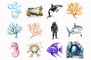 Watercolor Under The Sea Clipart, an Illustration by Design Market (Thumbnail 4 of 5)