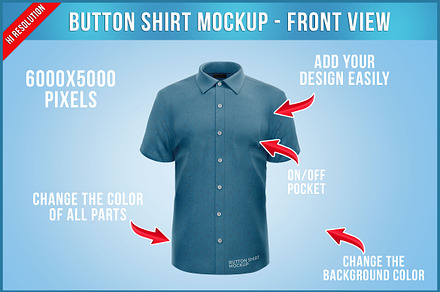 Button Shirt Mockup - Front View, a Shirt Mockup by Bruno's Shop