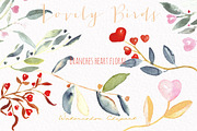 Valentines  birds.watercolor clipart, an Illustration by LABFcreations (Thumbnail 5 of 6)